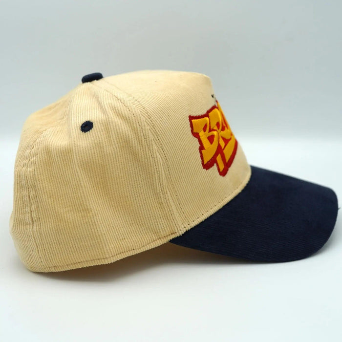 The Bronx Snapback Cream with Navy Blue Corduroy Brim by Bronx Native