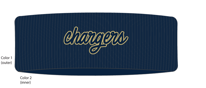 The Game earband, navy, chargers script