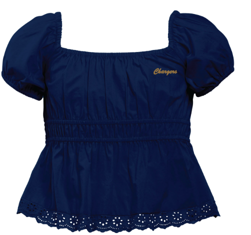 Toddler Girls Top, Garb, navy puff sleeve, Chargers