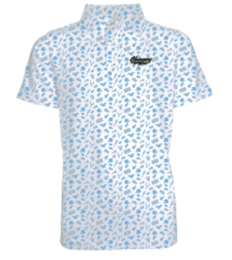 Toddler Polo, Garb, light blue fb print, Chargers
