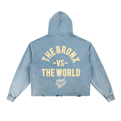 Vintage Washed Frayed-Hem Hoodie by Bronx Native