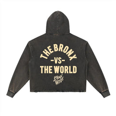 Vintage Washed Frayed-Hem Hoodie by Bronx Native