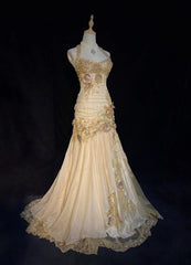 Vintage Prom Dresses Inspo Mermaid Halter Gold Sleeveless 80s With Appliqued Formal Gowns N3371