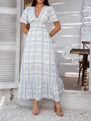 Tropical Drift Abstract Floral Maxi Dress - white