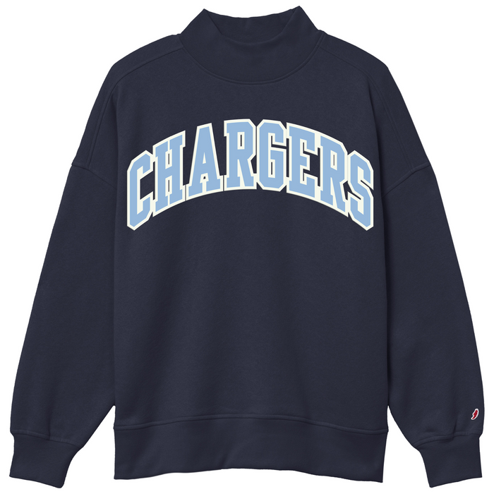 Women's Mockneck Sweatshirt, navy, CHARGERS