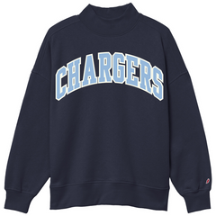 Women's Mockneck Sweatshirt, navy, CHARGERS