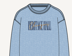 Women's Sweatshirt, chicka-d, faded denim, HHall script gold Chargers