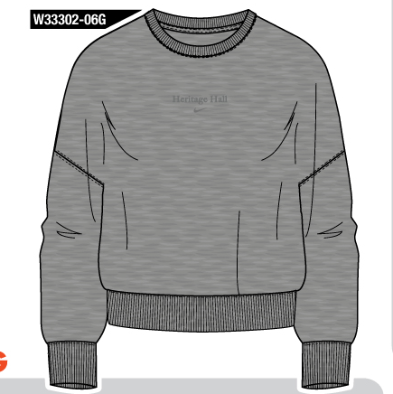 Women’s Nike Sweatshirt, grey, Heritage Hall swoop
