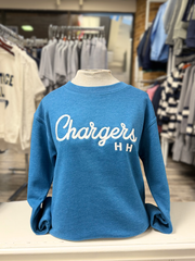 Women's sweatshirt, heather sapphire, script Chargers