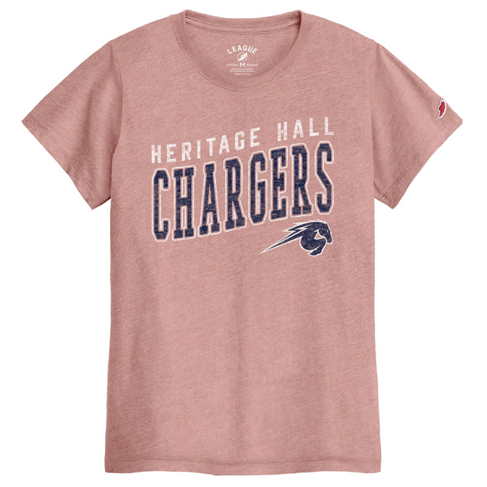 Women's T-Shirt, League, dusty rose, HHall Chargers diagonal