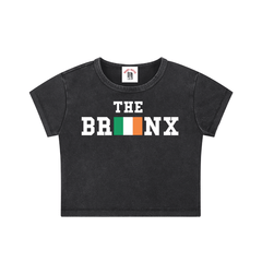 Women's "The Bronx Irish Flag" Snow-Washed Crop Top Tee by Bronx Native