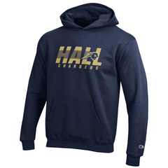 Youth PB hoodie, Champion, marine navy, HALL horse through over Chargers