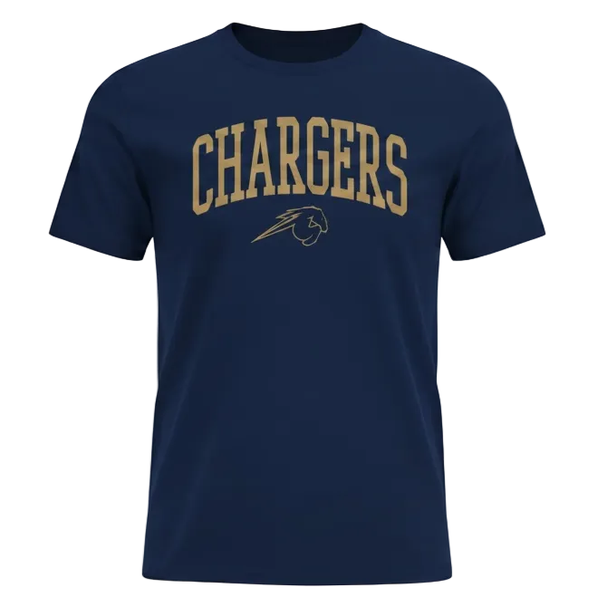 Youth T-Shirt, navy, CHARGERS over horse logo