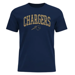 Youth T-Shirt, navy, CHARGERS over horse logo