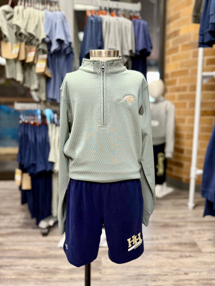 Youth Textured 1/4 zip, grey, Charger Horse