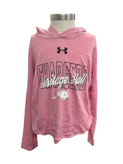 Youth UA long sleeve hoodie, pink CHARGERS, Her Hall script